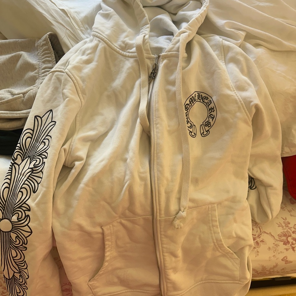 White chrome hearts zip up